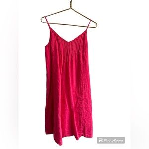 Boden linen pintuck midi sundress, fuscia, size 6